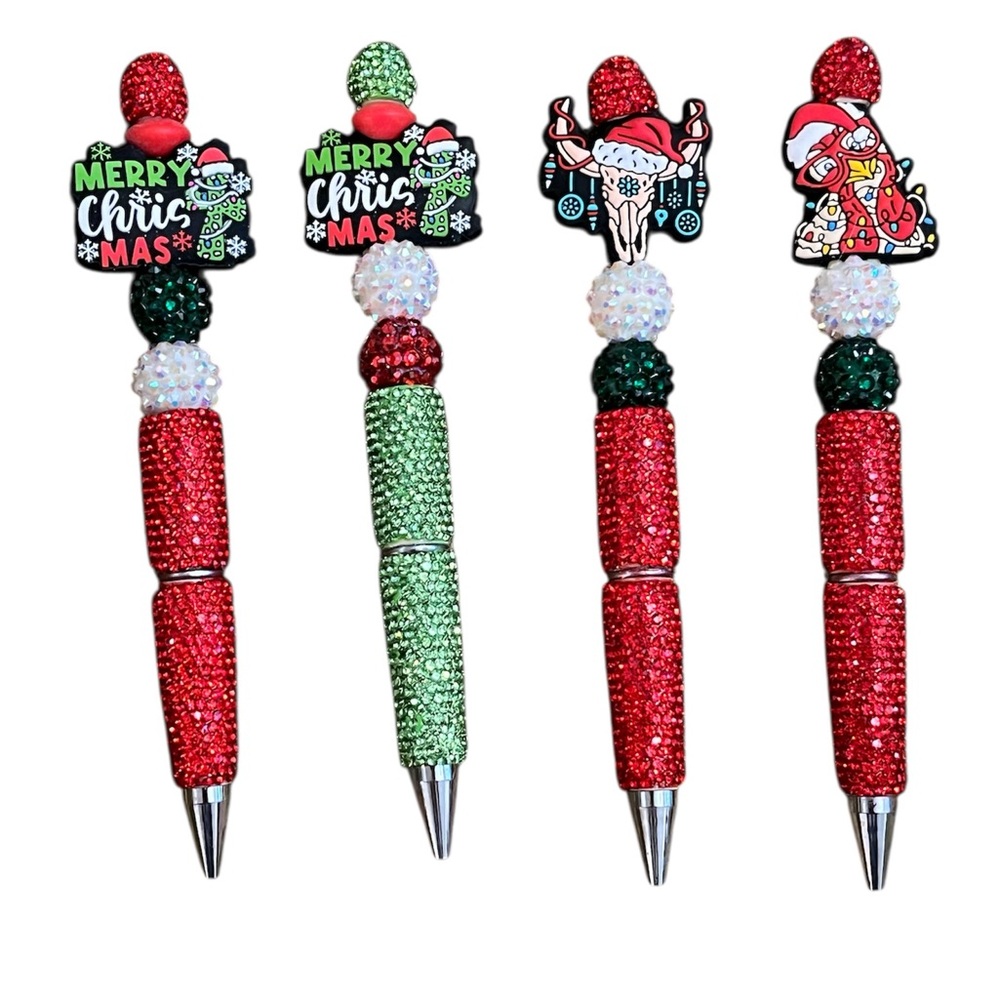 Festive Red and Green Christmas Pens